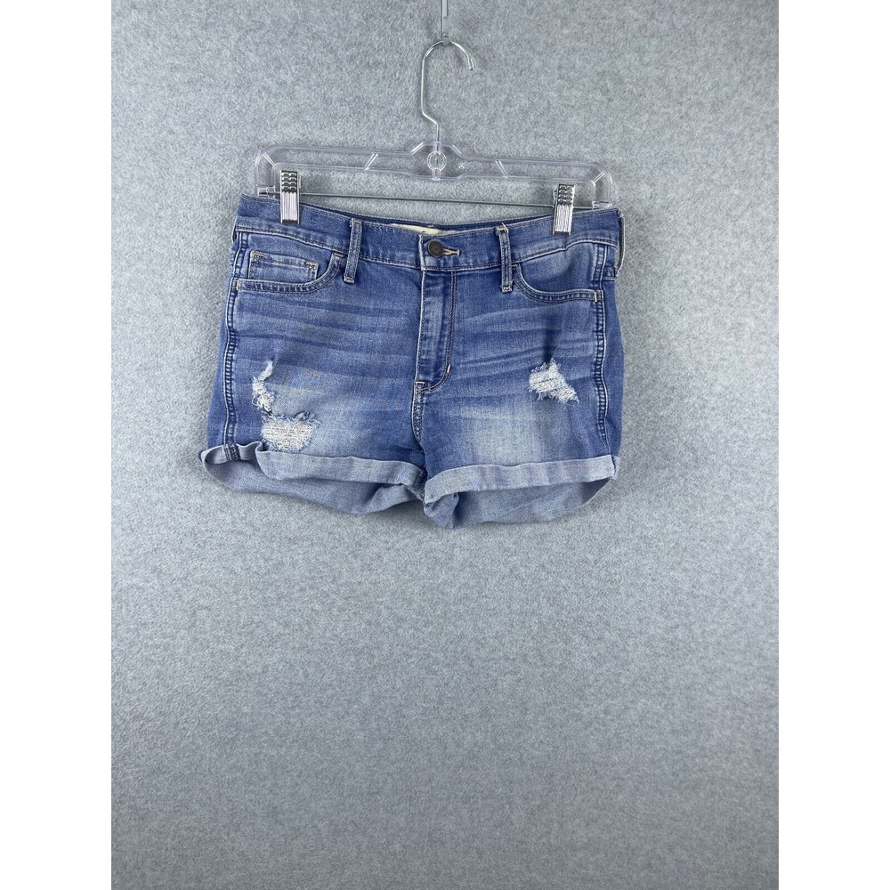 Hollister Mom Shorts Women's 7 Juniors High Rise Blue Distressed Short Short